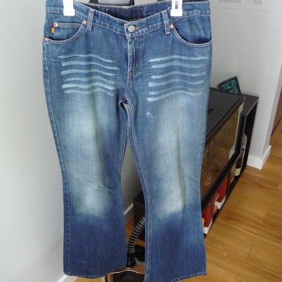 Todd Oldham Denim - TODD OLDHAM women's  vintage acid washed distressed cuff boot cut  jeans size 31